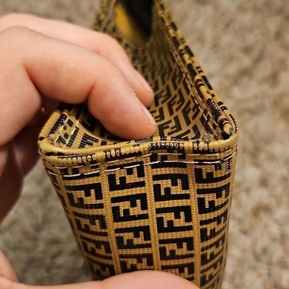 Vintage Fendi Zucchino Canvas Monogram Pouch in Black and Tan - Picture 10 of 10